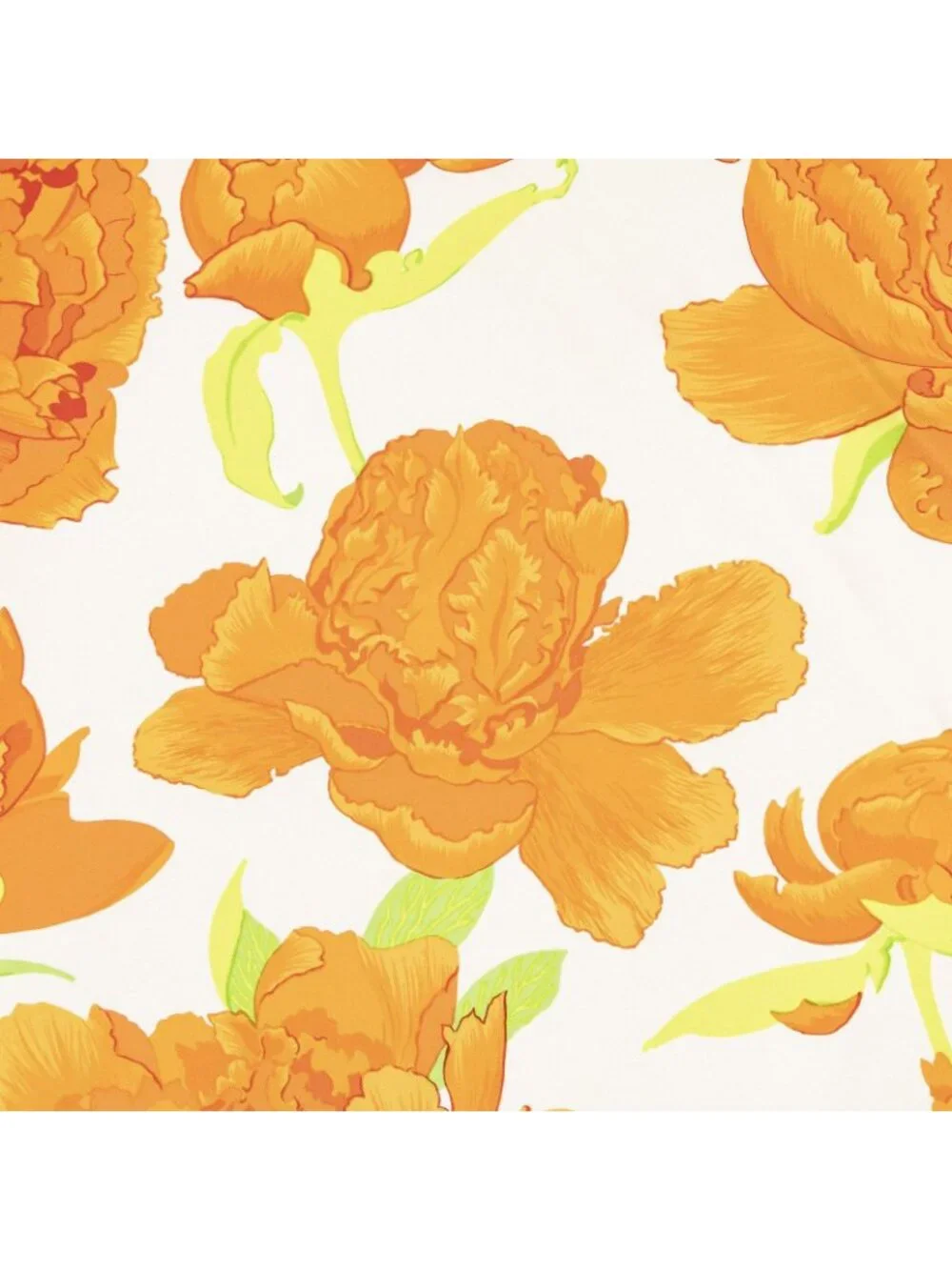 Hermes Scarf Orange Green White Twill Silk